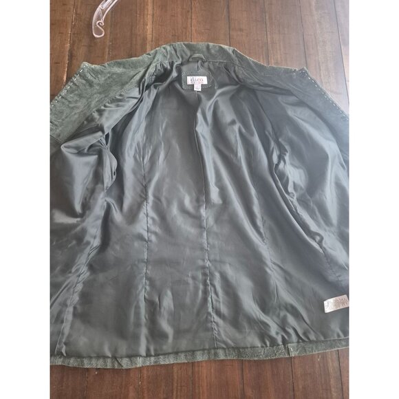 D&Co. Womens Leather Jacket Large Green Button Up - Picture 3 of 6